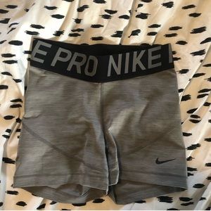 NIKE pro spandex compression athletic shorts grey heather black band xs